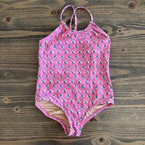 Girls crewcuts Pink Blue Floral One-Piece Swimsuit Size 4-5 Cottagecore Summer